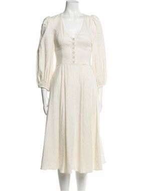 STAUD Cream Button-Front Midi Dress XS